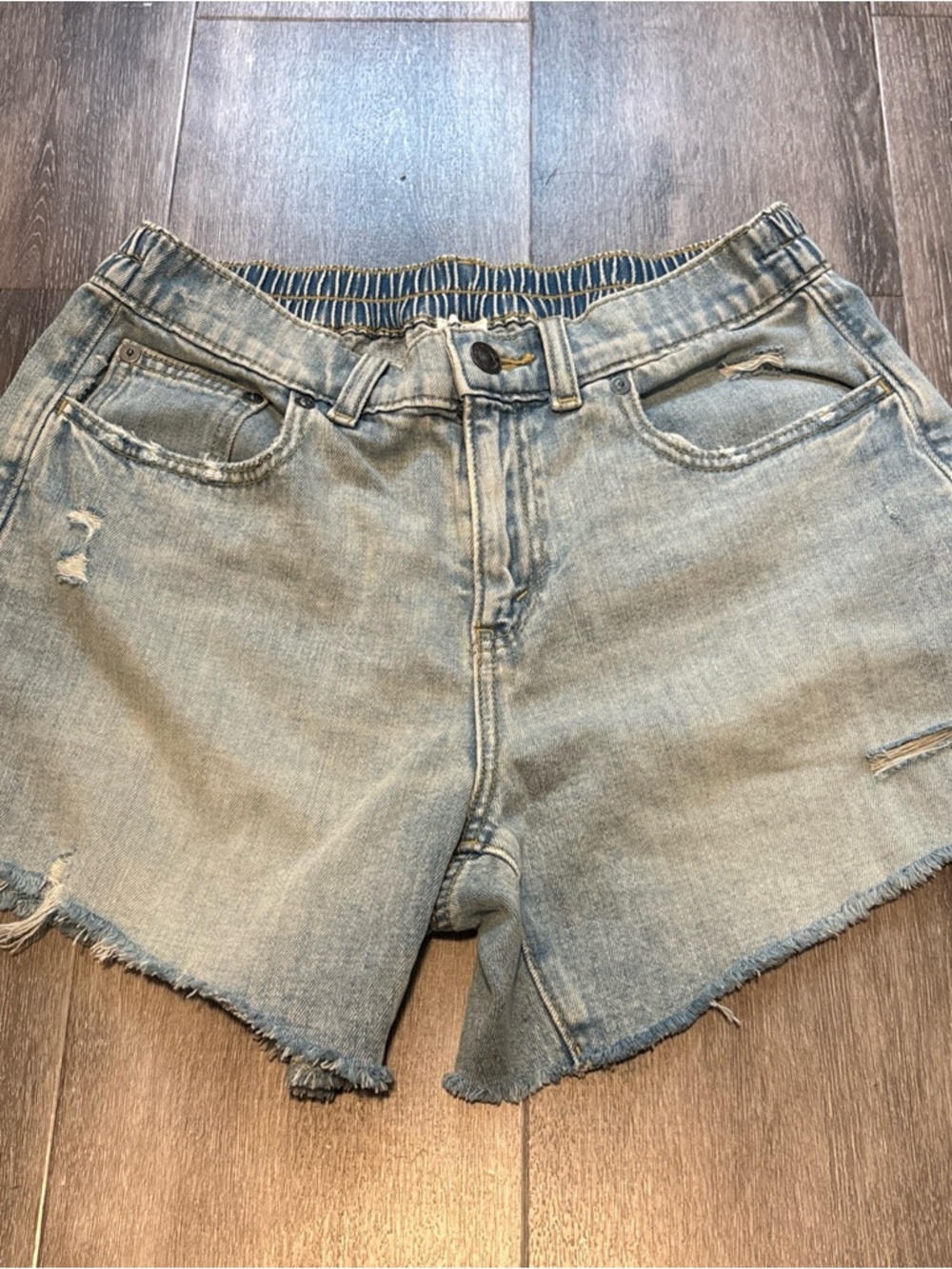Aerie Daydream Distressed Raw Hem Cutoff Light Wash Denim Jean Shorts women's S